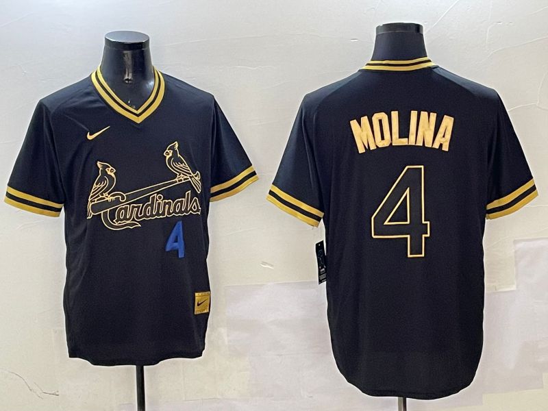 Men St.Louis Cardinals #4 Molina Black Gold Game 2025 Nike MLB Jersey style 3